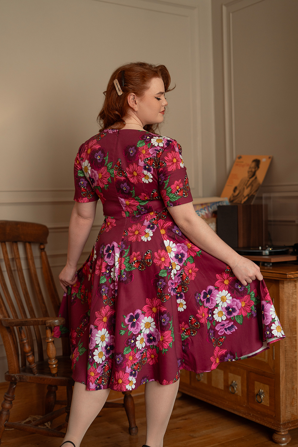 Berry Blossom Swing Dress in Plus Size